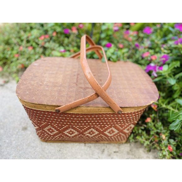 Redman Dining Mid Century Redman Wicker Picnic Basket Woven Ratt
